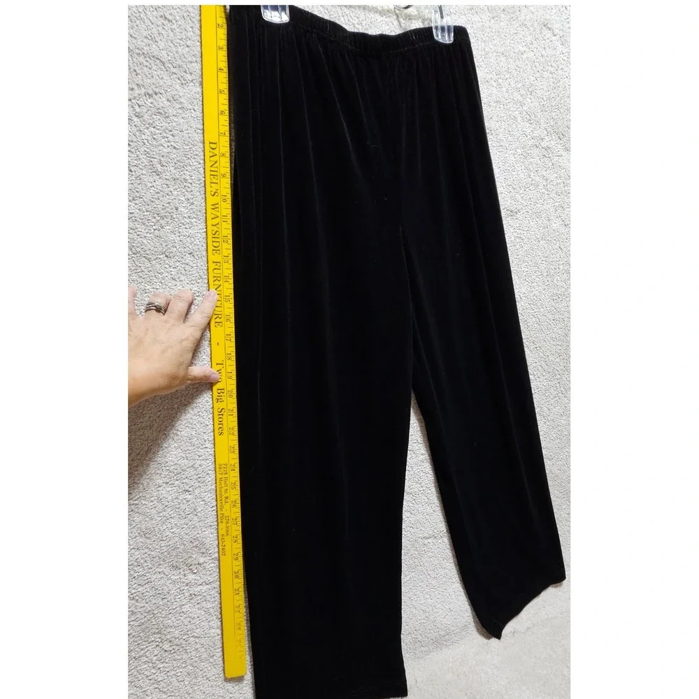 Briggs Petite Black Velvet Pants Elastic Waist Pull On Women's Large LP - Picture 5 of 6